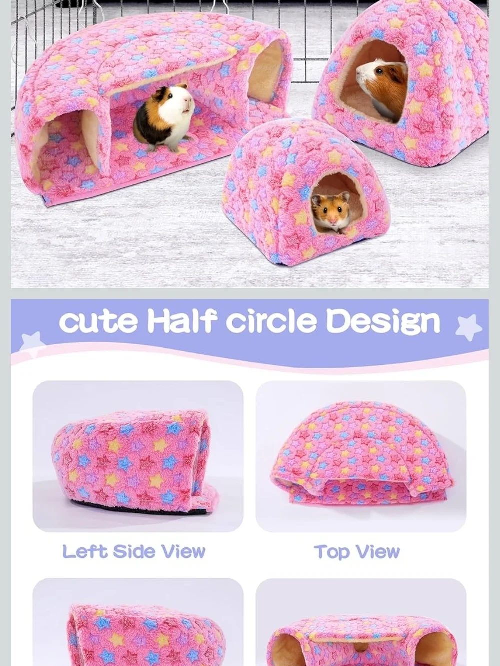 Pink Small Pet Cozy Bed & Hideout 3-Pack